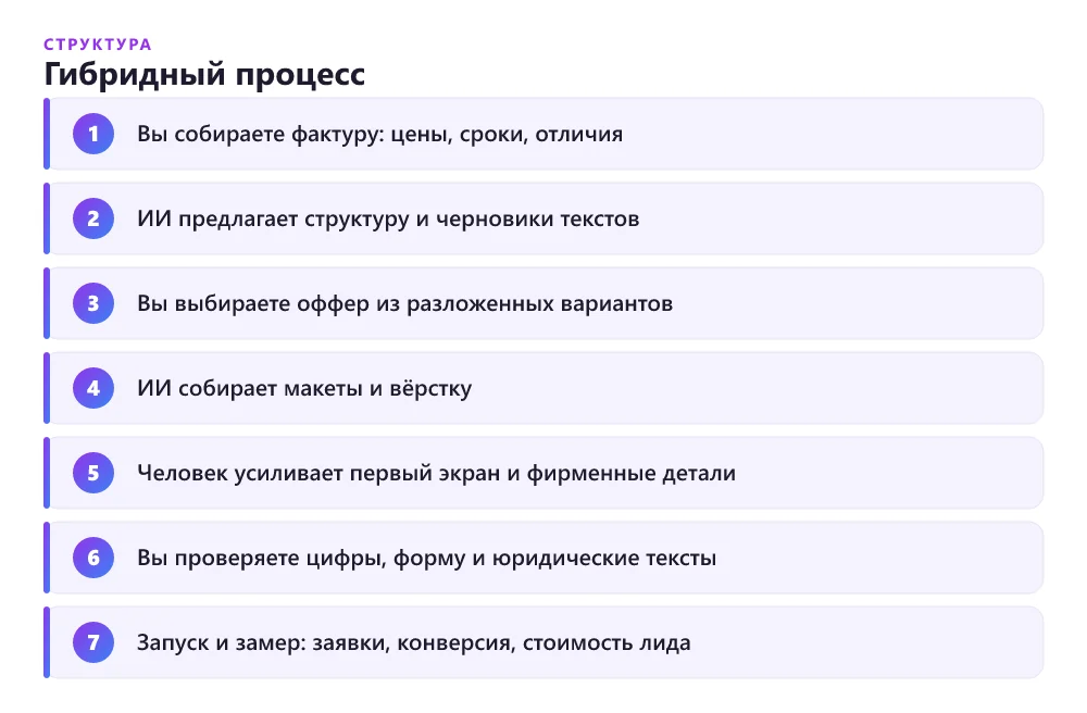 Гибридный процесс создания сайта с участием ИИ и человека