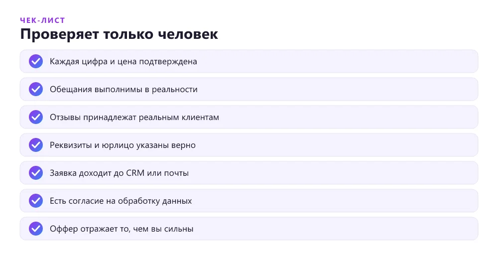 Чек-лист обязательной проверки сайта, сделанного ИИ