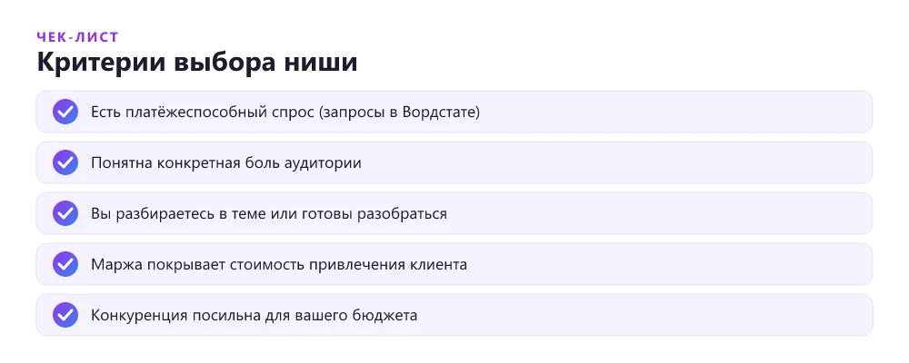 Критерии выбора прибыльной ниши для лендинга