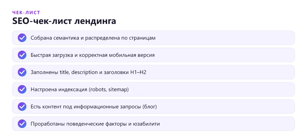 SEO-чек-лист лендинга: что проверить