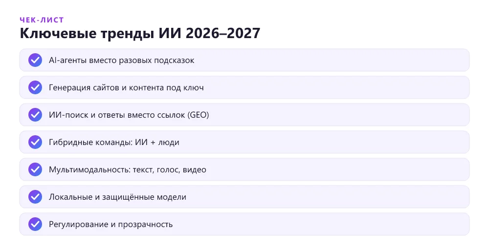 Ключевые тренды и тенденции ИИ на 2026–2027 годы