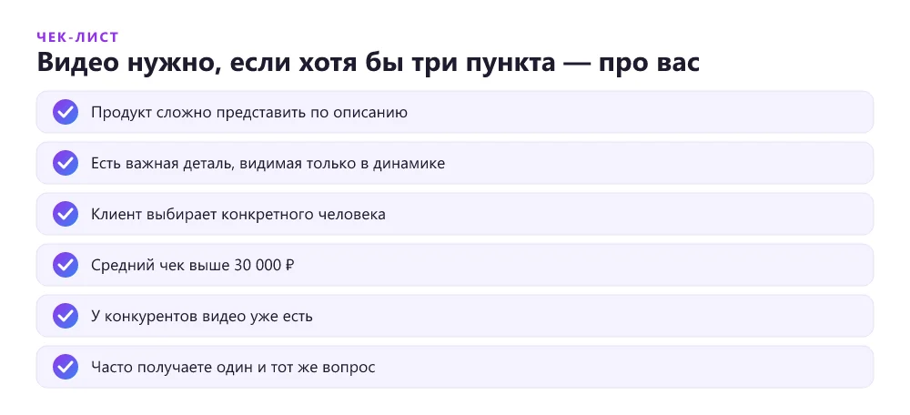 Чек-лист: когда видео на лендинге оправдано